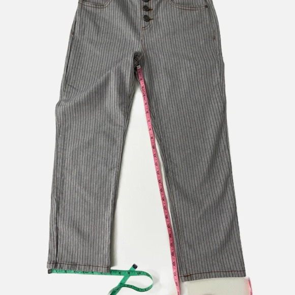 Joie Laurelle Topstitch Striped Button Fly Pants Junction Size 28 High Waisted - Picture 13 of 15